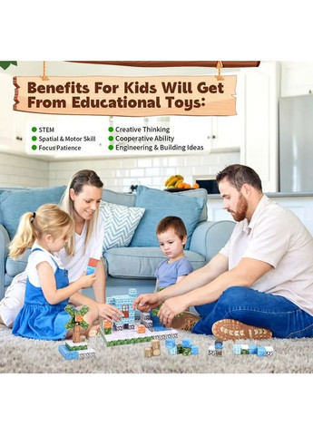 Магнитный конструктор Майнкрафт 100 блоков Домик с водопадом Minecraft (363319827)