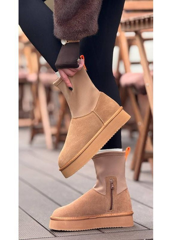 Уггі жіночі пісочного кольору замш AAPR (372019519)