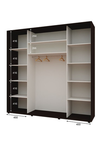 Шафа-купе тридверна 210*60*220 см Венге 3 двері Дзеркало Максі Комфорт Меблі (360473451)