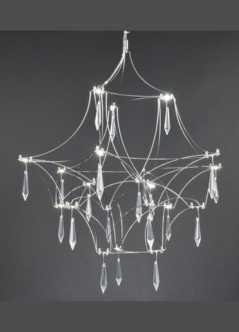 Люстра світлодіодна підвісна LED світильник для квартири на стелю лед 27873 Хром 65-180х60х60 см. Sunnysky (364767488)