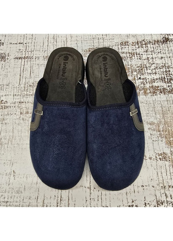 Синие тапочки мужские синие теплые с закрытым носком Inblu