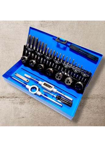 Набор метчиков и плашек 32 ед. (М3,М4,М5,М6,М8,М10,М12, держатели 2шт., резьбомер, отвертка) Werk (337361161)