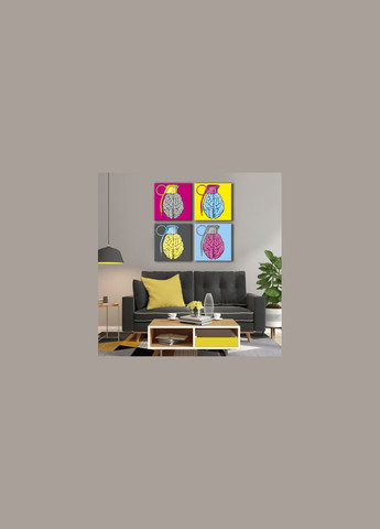 Модульная картина из четырех частей Поп Арт Граната 103x103 см (MK423214) Malevich Store (333338818)