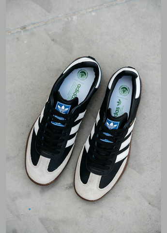 Чорні Осінні кросівки чоловічі і жіночі adidas samba vegan black grey | адідас самба веган чорні білі No Brand