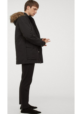 Чорна зимня чоловіча утеплена куртка-парка (58642) l чорна H&M