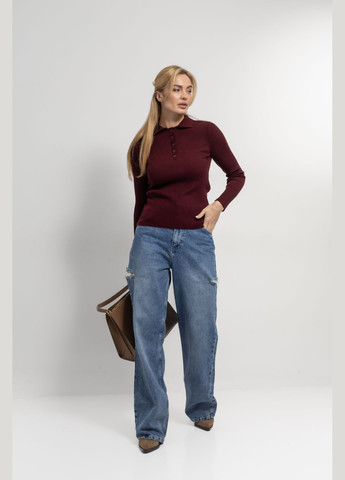 Базовый лонгслив поло в рубчик No Brand (314997476)