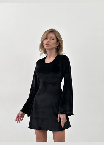 Черное праздничный, коктейльное, деловое, повседневный, кэжуал, джинсовое, вечернее платье женское No Brand однотонное