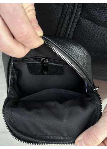 Сумка чоловіча нагрудна слінг шкіряна чорна No Brand (350613465)