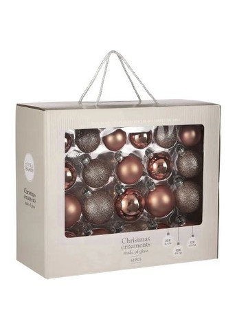 Ялинкова іграшка (8720362102939) House Of Seasons Скляні кульки 42 шт D7 см D6 см D5 см Темно-рожеві (367829152)