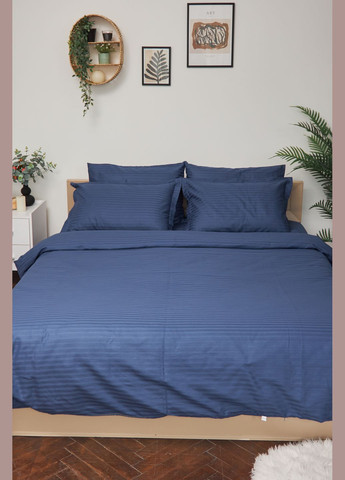 Комплект постельного белья полуторный евро 160х220 наволочки 2х40х60 Satin Stripe (MS-820000510) Moon&Star delfi blue (284416632)