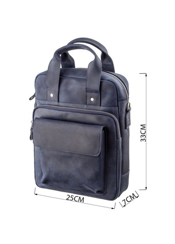 Стильная вертикальная сумка под А4 с карманами из натуральной кожи синяя (sku_11170) No Brand (328922250)