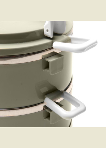 Ланчбокс трехсекционный круглый из нержавеющей стали 1500 мл серо-голубой Supretto (326796131)