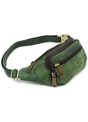Чоловіча шкіряна сумка на пояс бананка через плече для телефону та документів середня Зелений 38405 TARWA (352165940)