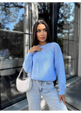 Блакитний демісезонний жіночий в’язаний светр джемпер No Brand