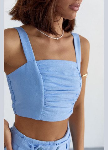 Жіночий бавовняний костюм із брюками та топом - блакитний колір L (sku_02107) No Brand (327819452)