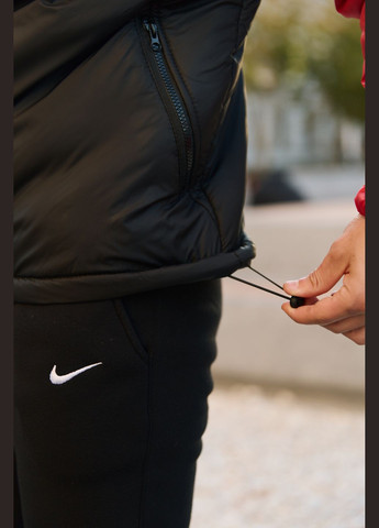 Красный демисезонный комплект мужской: анорак утепленный красно-черный + штаны из трехнитки черные утепленные. барсетка в подарок! No Brand