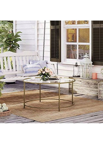 Журнальный столик Oskar круглый с стеклянной столешницей золото Leobert (361952366)