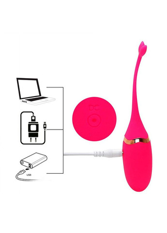 Розовое виброяйцо с хвостиком Flxur на дистанционном управлении USB – Вибраторы No Brand (288538605)