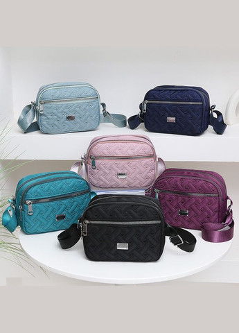 Жіноча класична сумка крос-боді 8809 на ремінці на три відділи фіолетова No Brand (306709414)