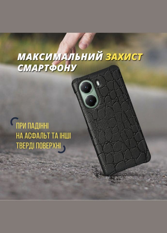 Шкіряна накладка Reptile Cover для Xiaomi Poco X7 Pro Чорний (78296) Stenk (316651293)