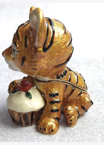 Шкатулка для украшений Тигренок с кексом 6 см 1601603 Lefard (346534715)