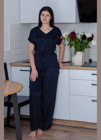 Темно-синяя сатиновый комплект темно-синего цвета для дома PAPLYK