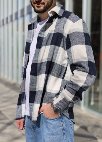 Темно-синяя повседневный, кэжуал рубашка в клетку MonsterBrand