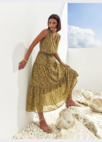 Зелена кежуал сукня-міді в квітковий принт зелена Dressa з квітковим принтом