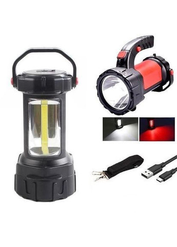 Ручний акумуляторний ліхтар T80C-5W+COB із функцією Power Bank червоний No Brand (369144589)