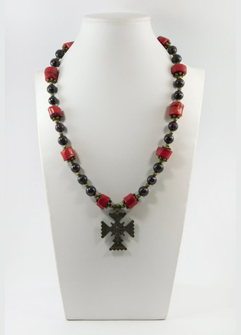 Эксклюзивные бусы "Багира" Коралл галтовка, Гранат Fursa fashion (322315030)