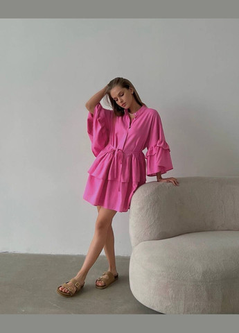 Малинова повсякденний сукня міні з воланами бебі долл MonCher