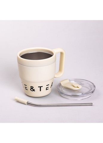 Термочашка Coffee & Tea з трубочкою Бежева Yiwu (362456034)