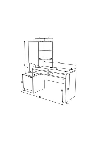 Комп'ютерний стіл Gaston Біла Аляска / Графіт лівий Intarsio (372178885)