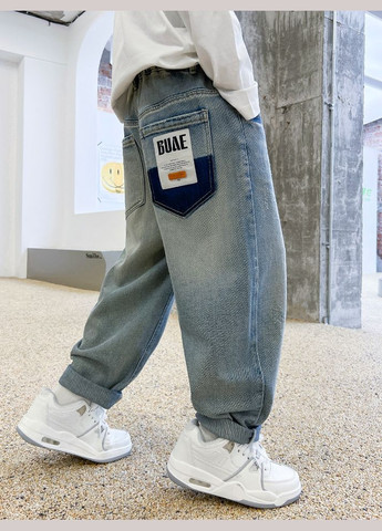 Синие широкие джинсы для мальчика, стиль оверсайз. Jeans