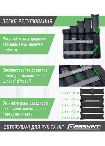 Утяжелители для ног и рук наборные жилет 0,5-5 кг (пара) (A-021630) EasyFit (322501582)