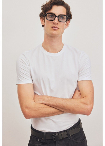 Біла чоловіча футболка slim fit (58396) l біла H&M