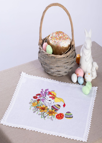 Пасхальная салфетка "Кролик" белая 139-19/00 Едельвіка серветка (317286937)