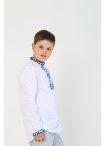 Белая детская вышиванка для мальчика макар Piccolo узор орнамент хлопок (352261659)