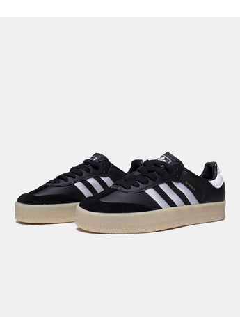 Чорні Осінні кросівки чоловічі adidas samba xlg black white gum адідас самба No Brand