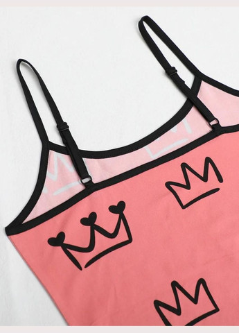 Розовая всесезон пижамный набор женский рисунок короны i'mprincess майка с шортиками в наборе черный майка + шорты No Brand Комплект піжамний I'mPrincess