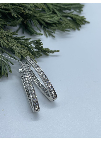 Серьги серебряные, посыпанные камнями цирконий No Brand (323214564)