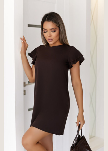 Коричнева кежуал сукня літня з воланами на плечах Fashion Girl