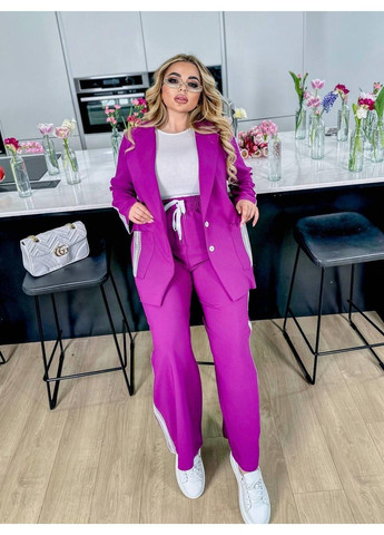 Костюм с брюками палаццо с лампасами, Мод БЛК 082, фуксия, размер 62-64 No Brand (355469500)