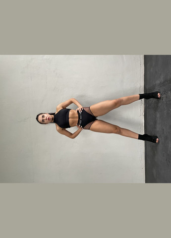 Чорний топ з відкритою спинкою на зав'язках для танців, полденса, хілс, спорту, повсякдення Peach Power Топ чокер (301511222)