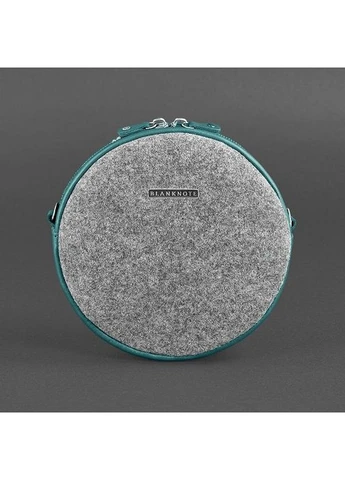 Круглая фетровая женская сумка Tablet с кожаными бирюзовыми вставками BlankNote (393221783)