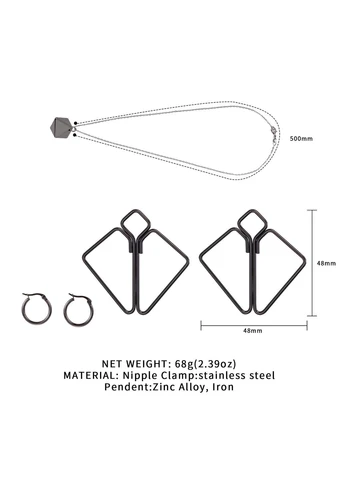 Затискачі для сосків з важкою підвіскою Nipple Clamps with Heavy Pendant, сріблясті Lockink (380496795)