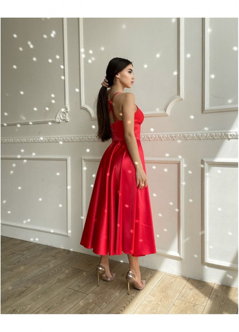 Червона вечірня плаття з спідницею-сонце FashionYouWant однотонна