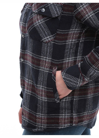 Сорочка жіноча темно-синя в клітинку байкова тепла Jean Piere Пряма (302879213)