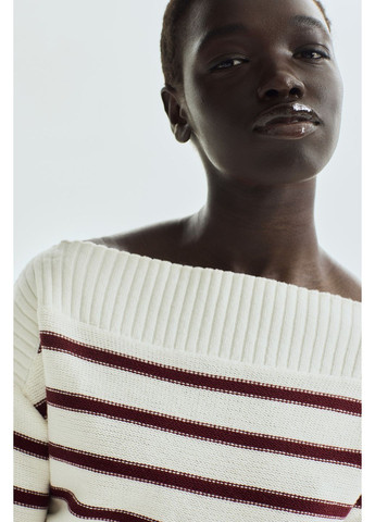 Комбинированный демисезонный джемпер с изнаночным вырезом и воротником-челноком H&M