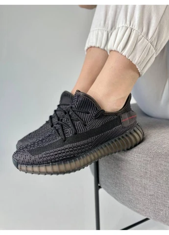 КРОССОВКИ ЖЕНСКИЕ ADIDAS YEEZY BOOST 350 BLACK АДИДАС ИЗИ БУСТ ЧЕРНЫЕ No Brand чёрные демисезоны (392031492)